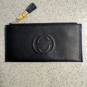 Black Leather Wallet with Tassel